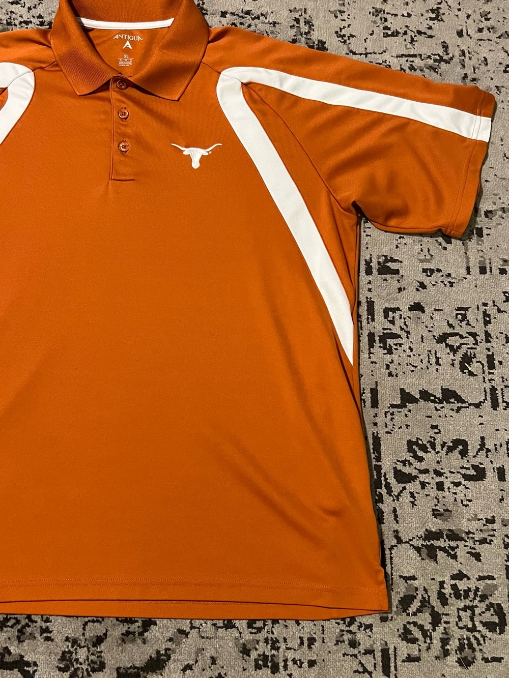 Texas Longhorns  Men's Orange Polo with White Trim and Embroidered Longhorn